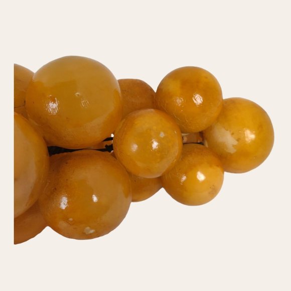 Vintage MCM Italian Alabaster Stone Grapes Grape Cluster Driftwood Stem LARGE 15 - Picture 3 of 11